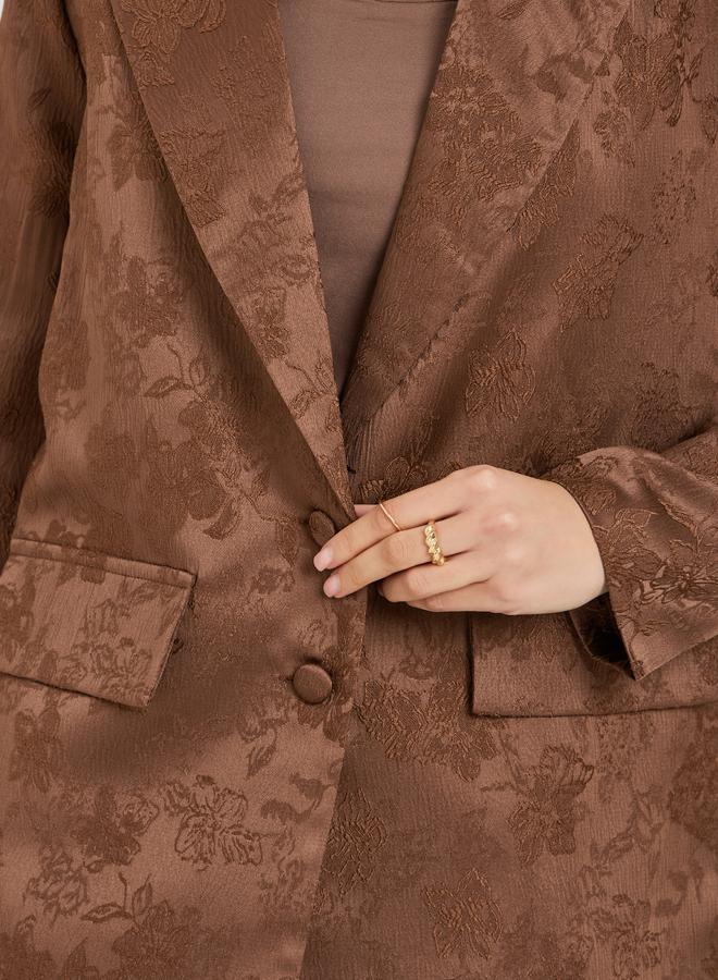 ستايلي بليزر ساتان جاكار بقصة عادية - Image 3